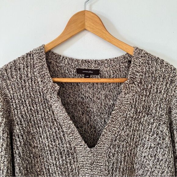Cotton Ginny Vintage‎ Brown Marled Knit V-Neck Sweater - Picture 7 of 7